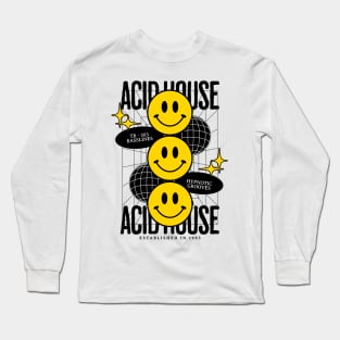 ACID HOUSE  - 3 Smiley's (Black) Long Sleeve T-Shirt